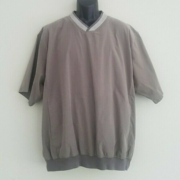𝅺glen Echo Tan Pullover Lined V-Neck Short Sleeve Golf Windbreaker Size XL - Picture 3 of 10